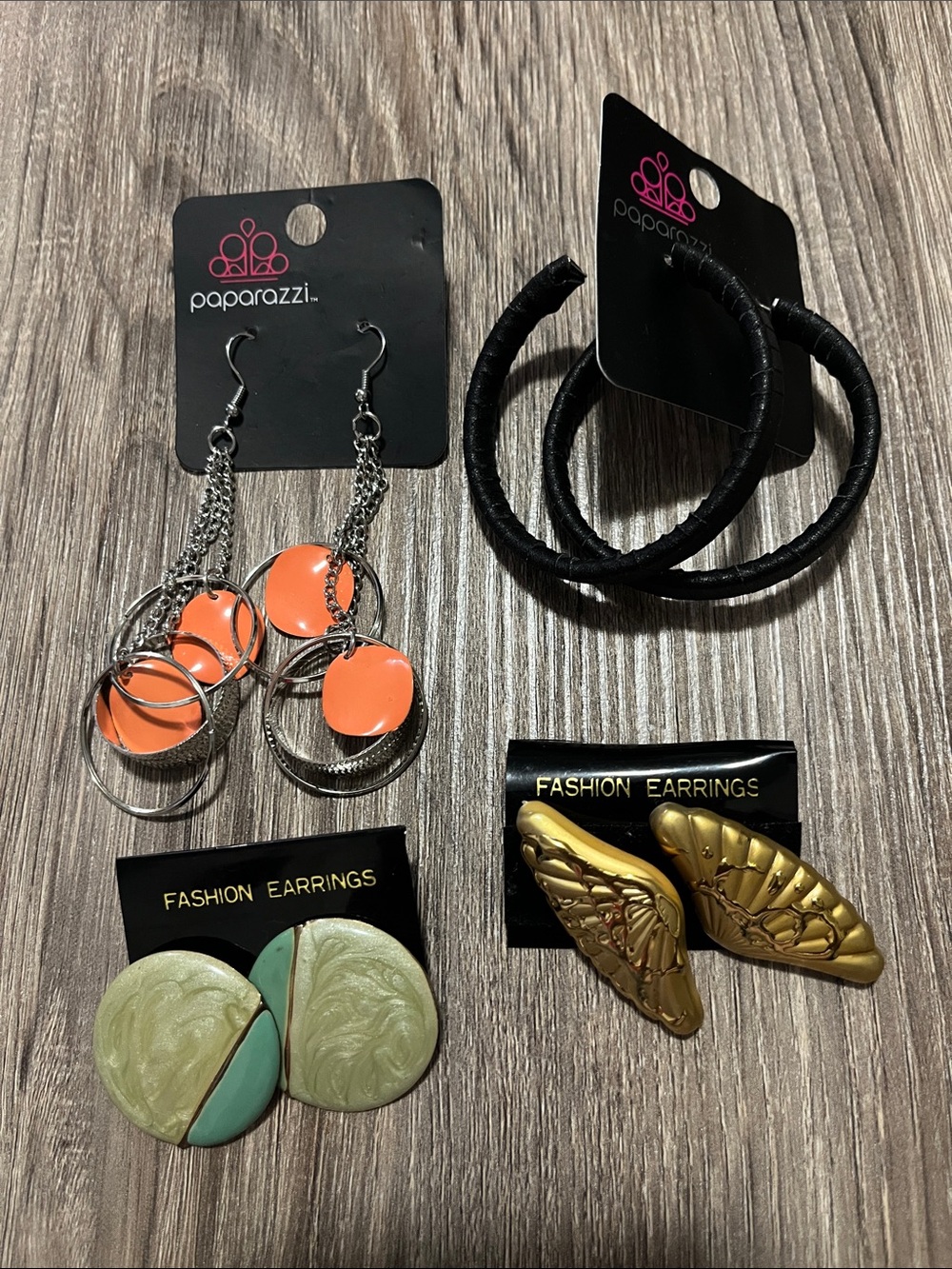 paparazzi Orange and Silver Multi-Ring Drop and other large earrings